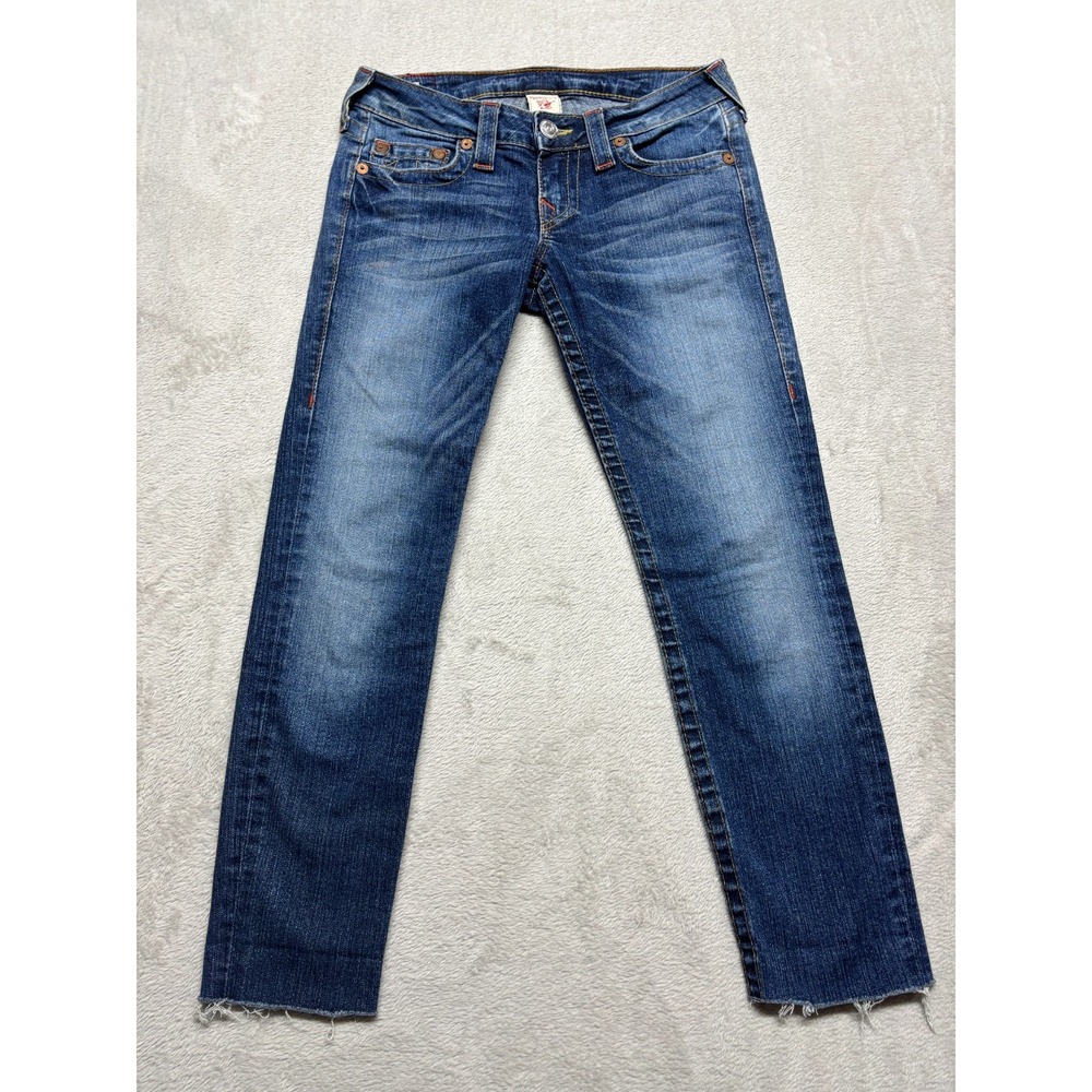 VTG True Religion Jeans Womens 27 Blue Stella Skinny USA Made Horseshoe Pockets